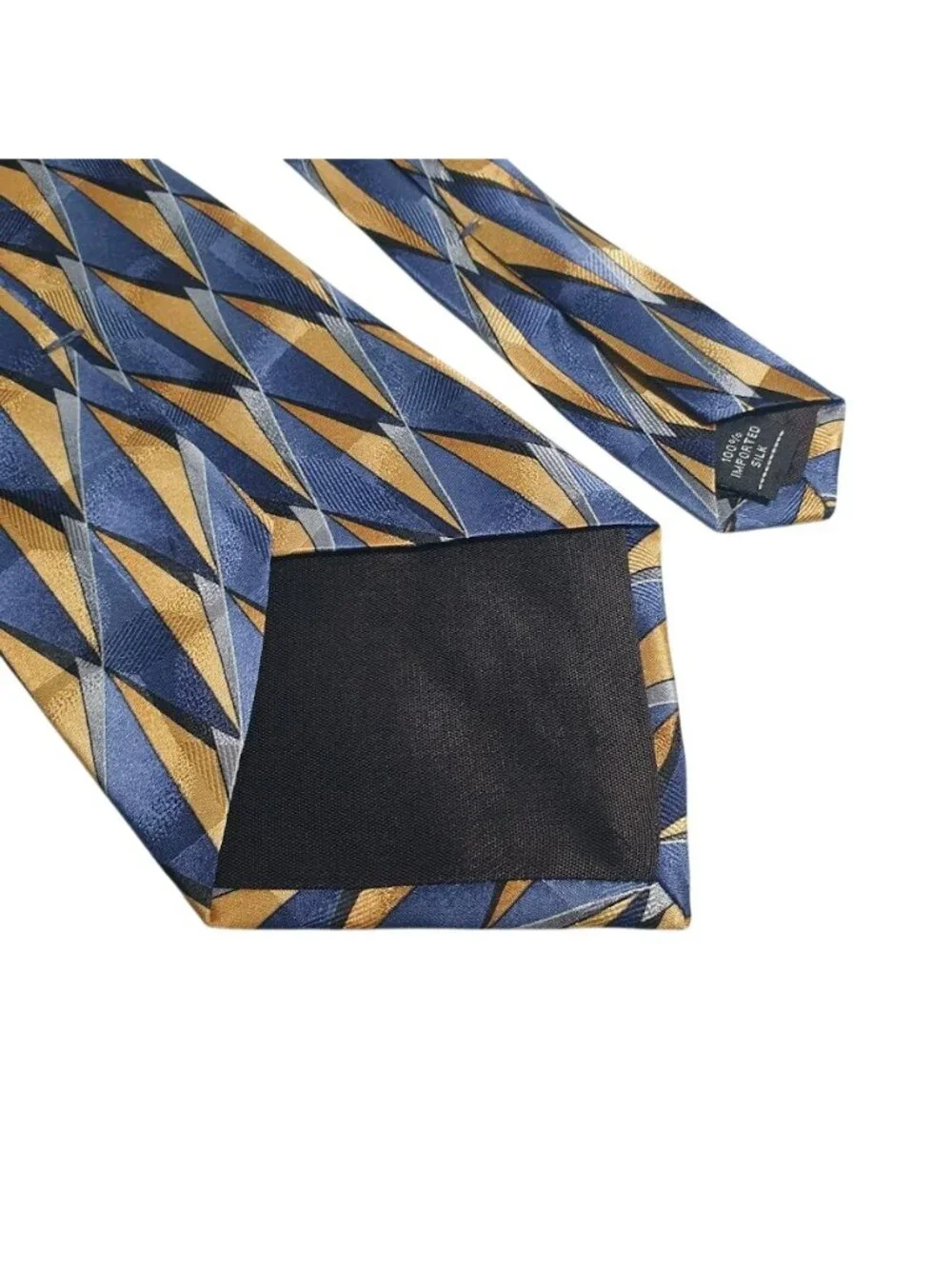 Arrow Mens Silk Geometric Necktie Blue Gold Diamond Pattern Office Work Gift
